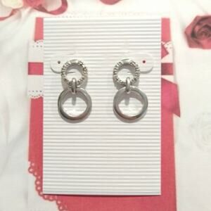 925 Sterling Silver Dangle Earrings Diamonds Double Circle Posts Jewelry Lot